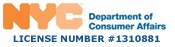 Text graphic reading: NYC Department of Consumer Affairs license number #1310881