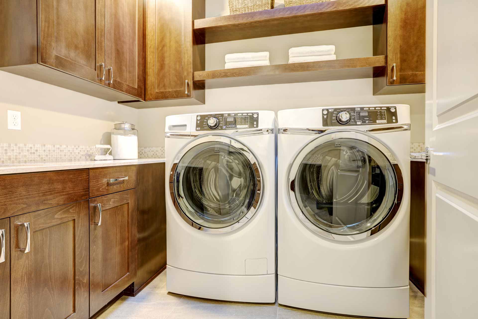 Washer/dryer set in laundry room